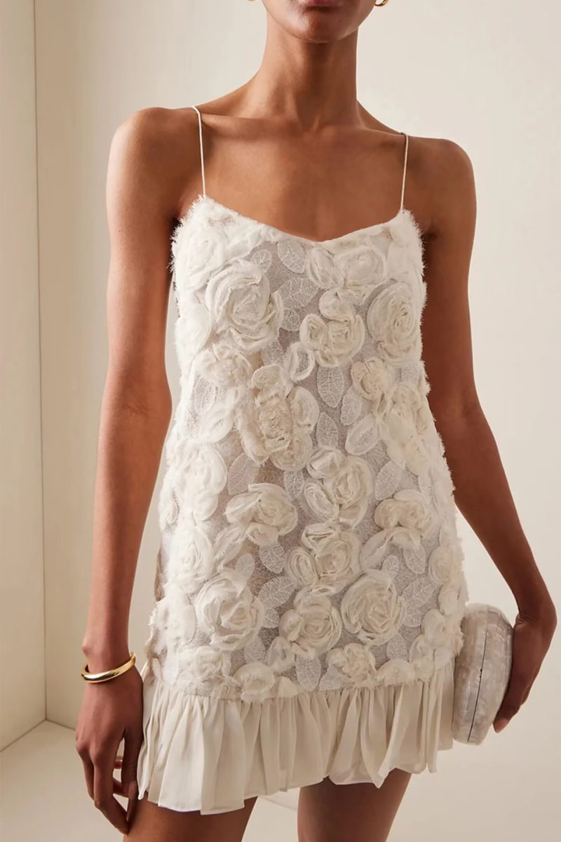 Chiffon Floral Patchwork Sling Dress for Spring