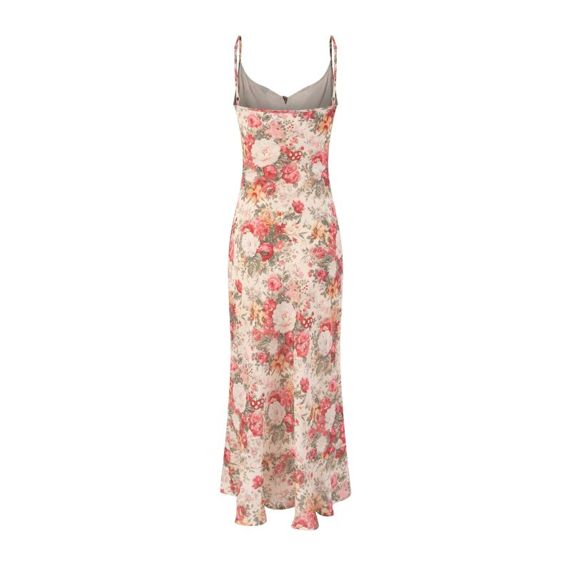 Sweet Printed Bow Tie Slim Backless Dress - Image 2