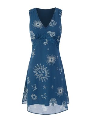 Printed Sleeveless Dress with Slimming Silhouette