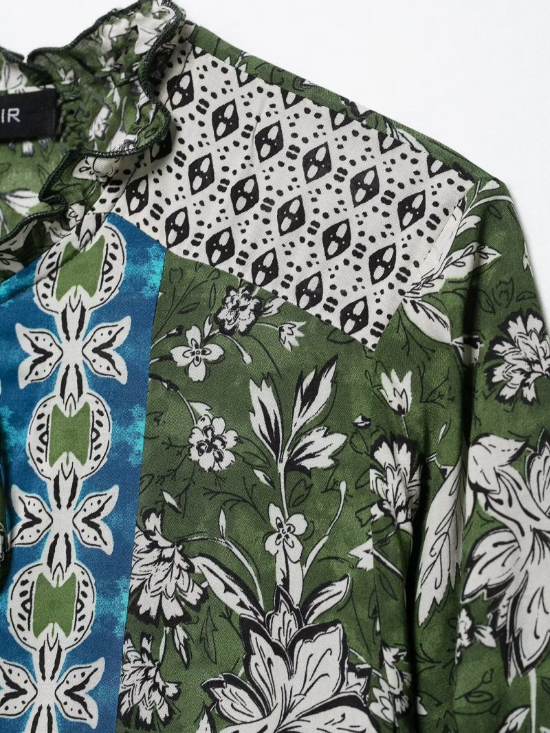 Spring Women’s Lace-Up Printed Long Sleeve Dress - Image 4