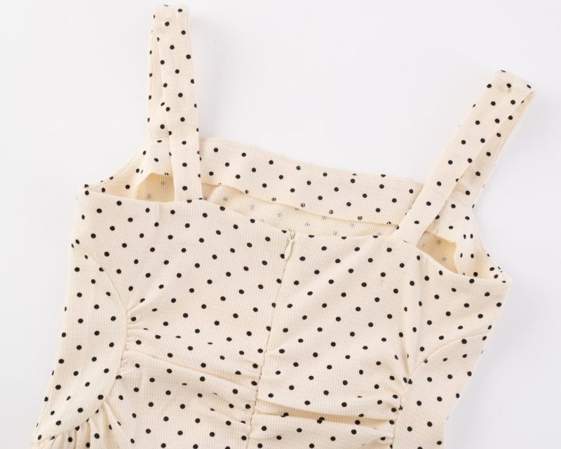 Retro Polka Dot Slimming Vacation Dress - Image 4