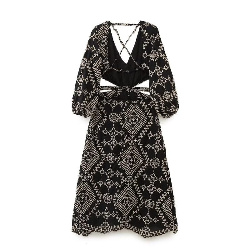 Women’s Spring Summer Dress with Embroidery Detail - Image 2