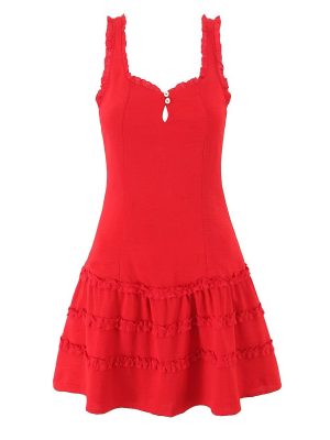 Sleeveless French Dress with Delicate Ruffle Design