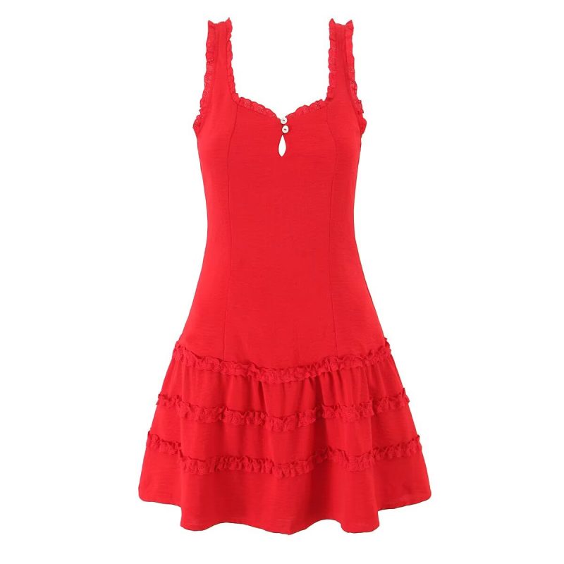 Sleeveless French Dress with Delicate Ruffle Design