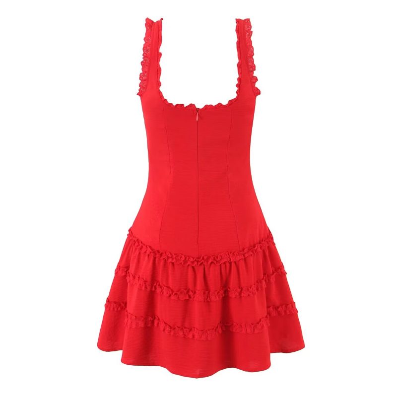 Sleeveless French Dress with Delicate Ruffle Design - Image 2