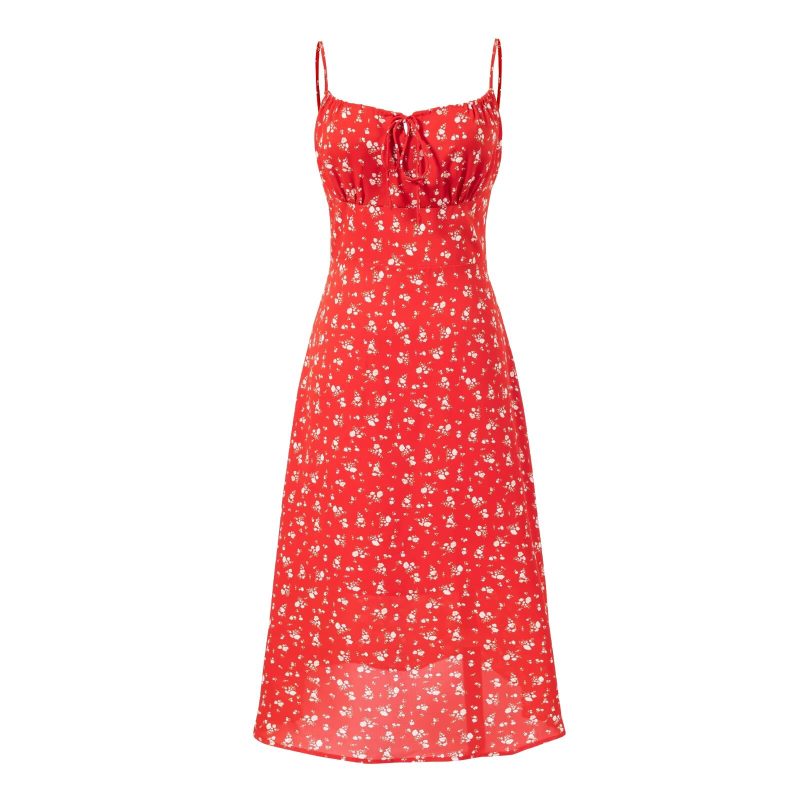 Floral Drawstring Strap Dress for Spring Holidays - Image 3