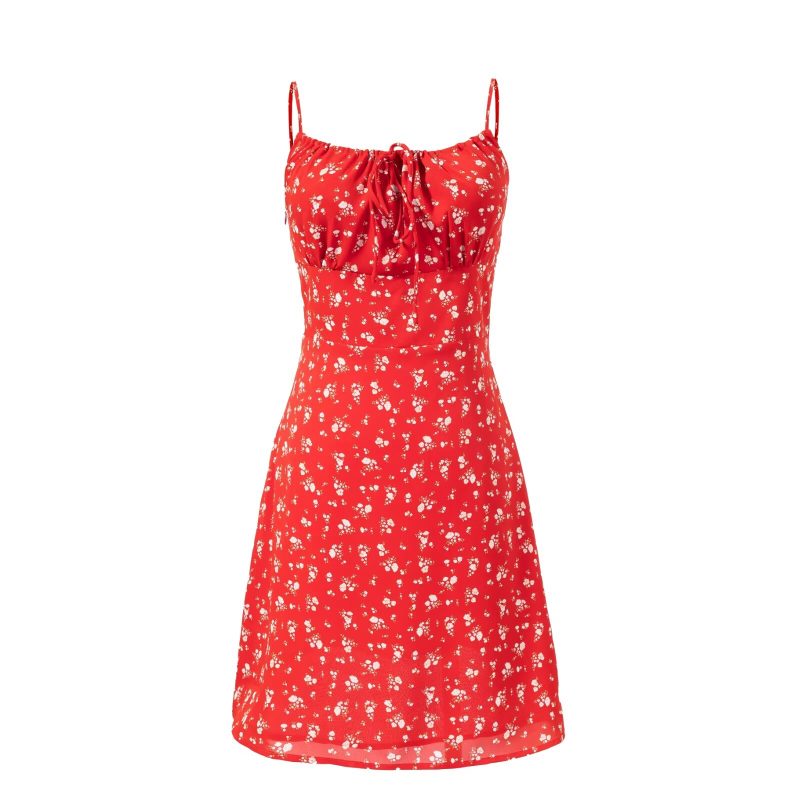 Fresh Summer Suspender Dress with Floral Print - Image 2