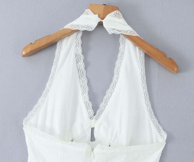 Lace Embroidered Halter Dress for Spring Holidays - Image 3