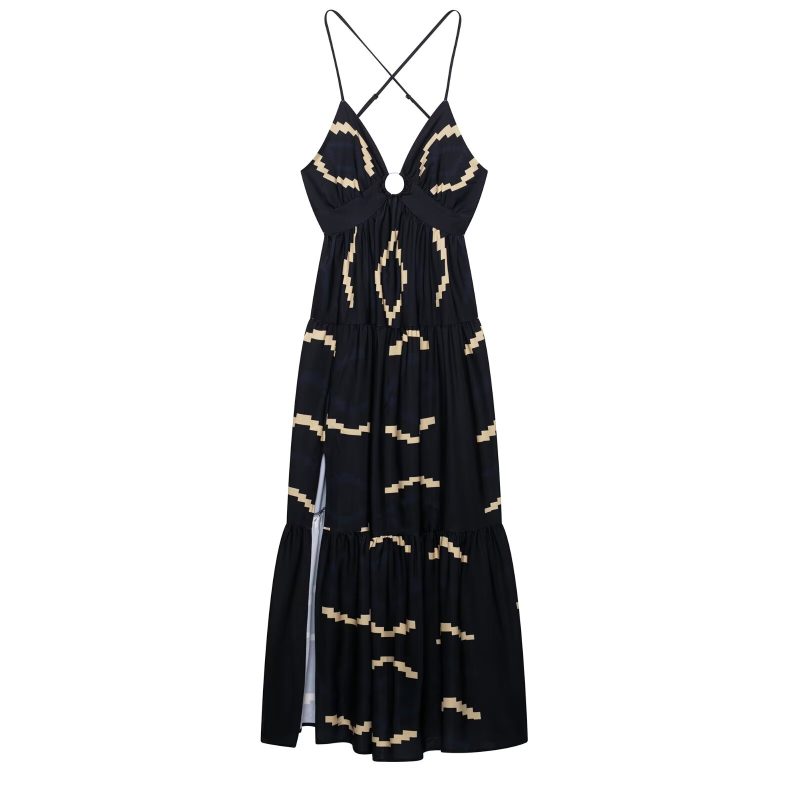 Women’s Elegant Halter Backless Slit Maxi Dress - Image 2