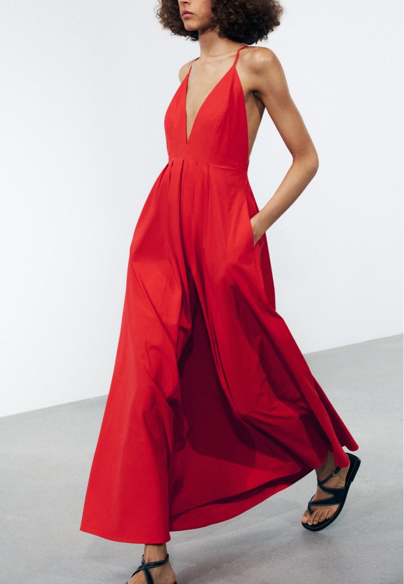 Women’s Spring V-Neck Bow Suspender Dress