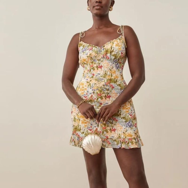 Women’s Tie Neck Dress with Floral Print