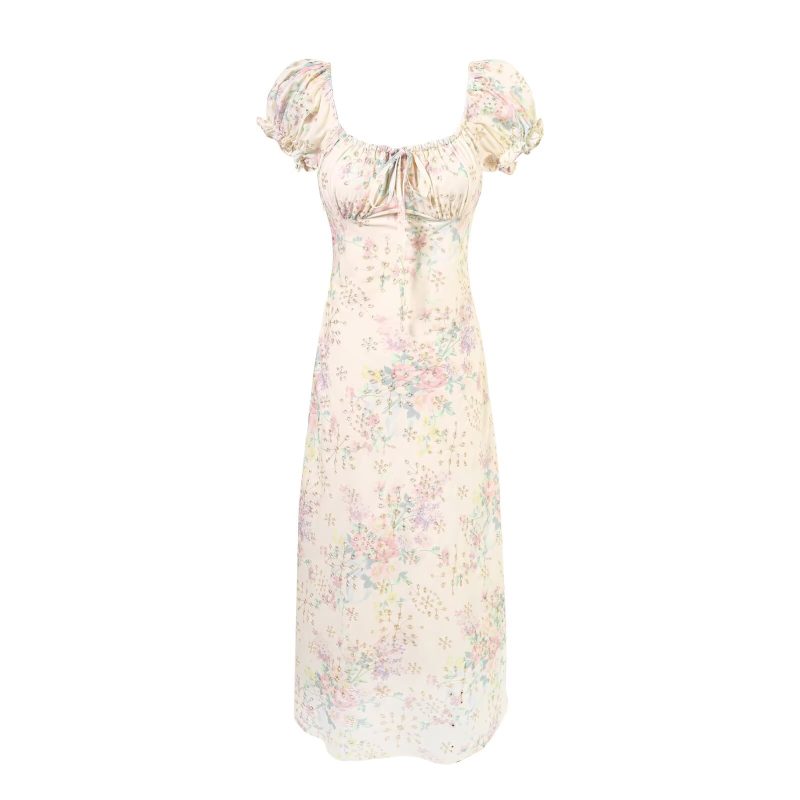 Gentle Floral Summer Dress with Fitted Waist