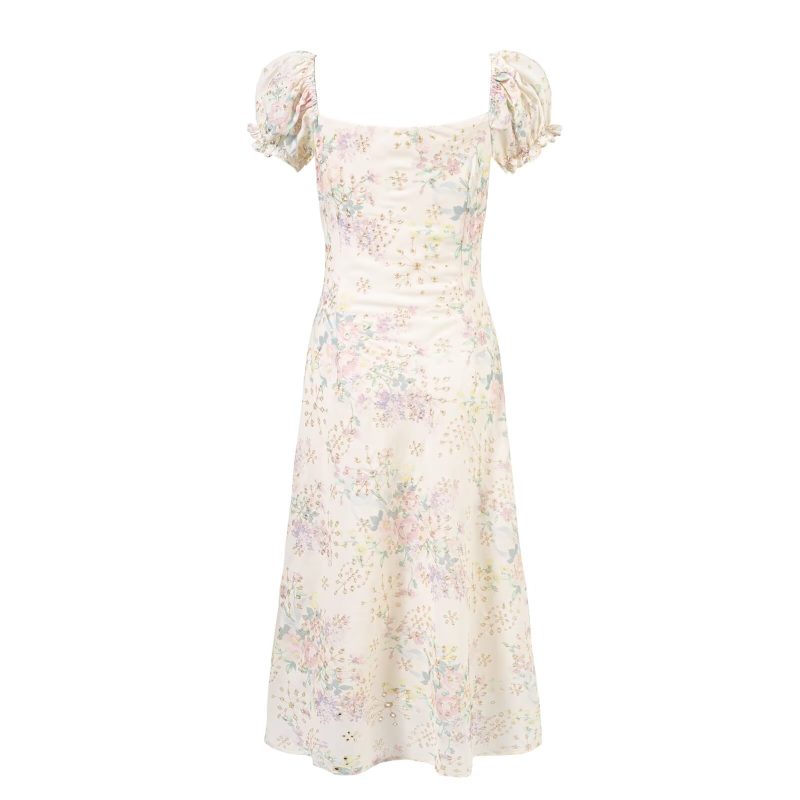 Gentle Floral Summer Dress with Fitted Waist - Image 2