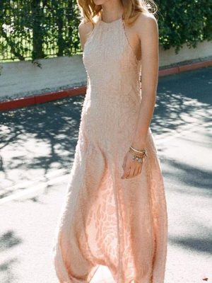 Women’s Summer Simple Texture Hanging Collar Dress