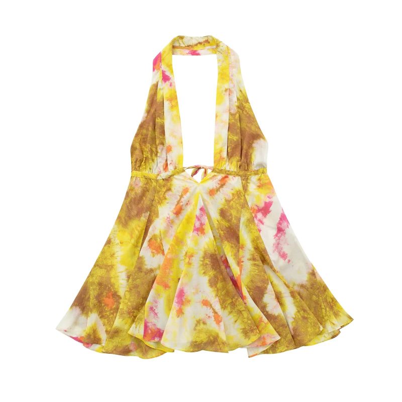 Chic Summer Vacation Dress with Hanging Collar - Image 3