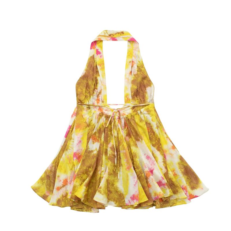 Chic Summer Vacation Dress with Hanging Collar - Image 4