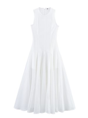 Women’s Sleeveless Round Neck Gold Maxi Dress