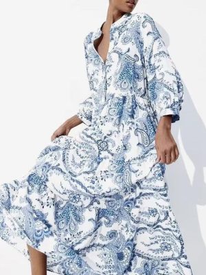 Rayon Printed Bohemian Beach Midi Dress