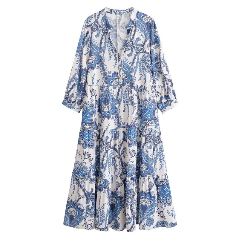 Rayon Printed Bohemian Beach Midi Dress - Image 2