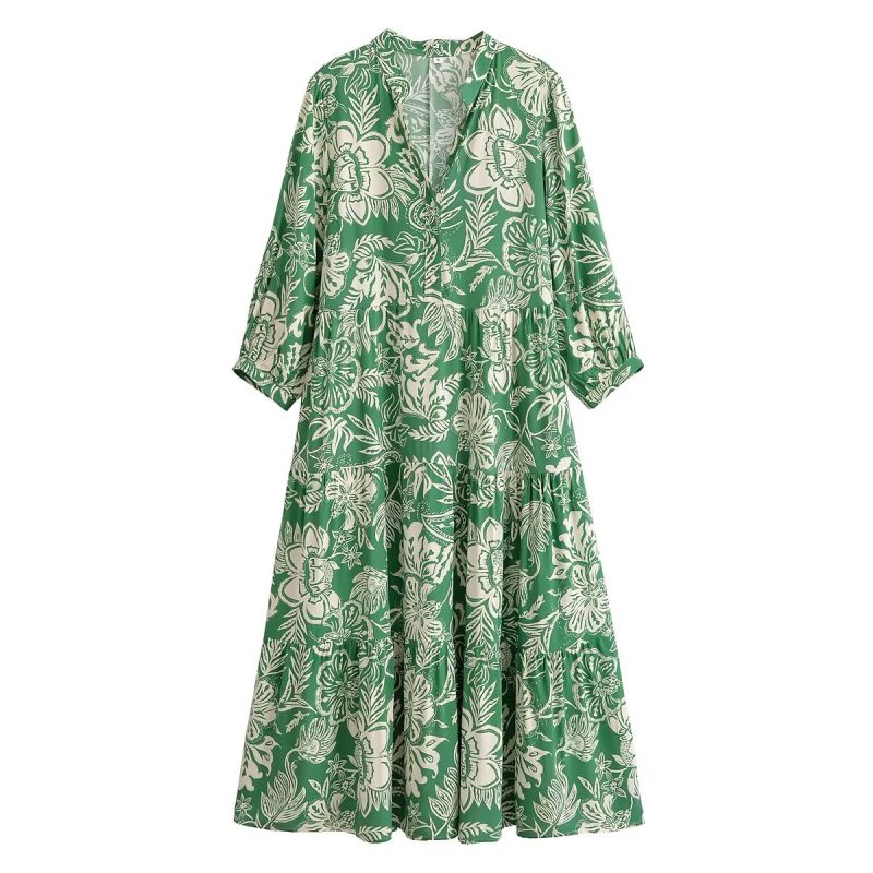 Rayon Printed Bohemian Beach Midi Dress - Image 3
