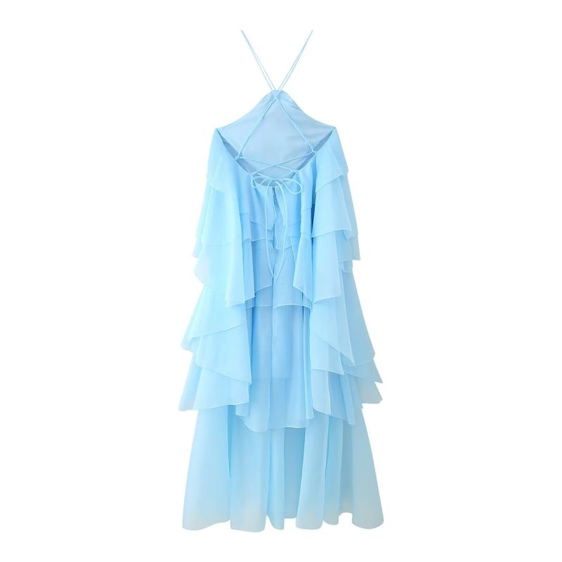 French Floral Sling Dress with Layered Details - Image 2