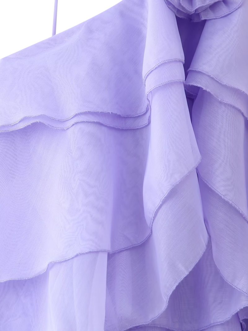 French Floral Sling Dress with Layered Details - Image 4