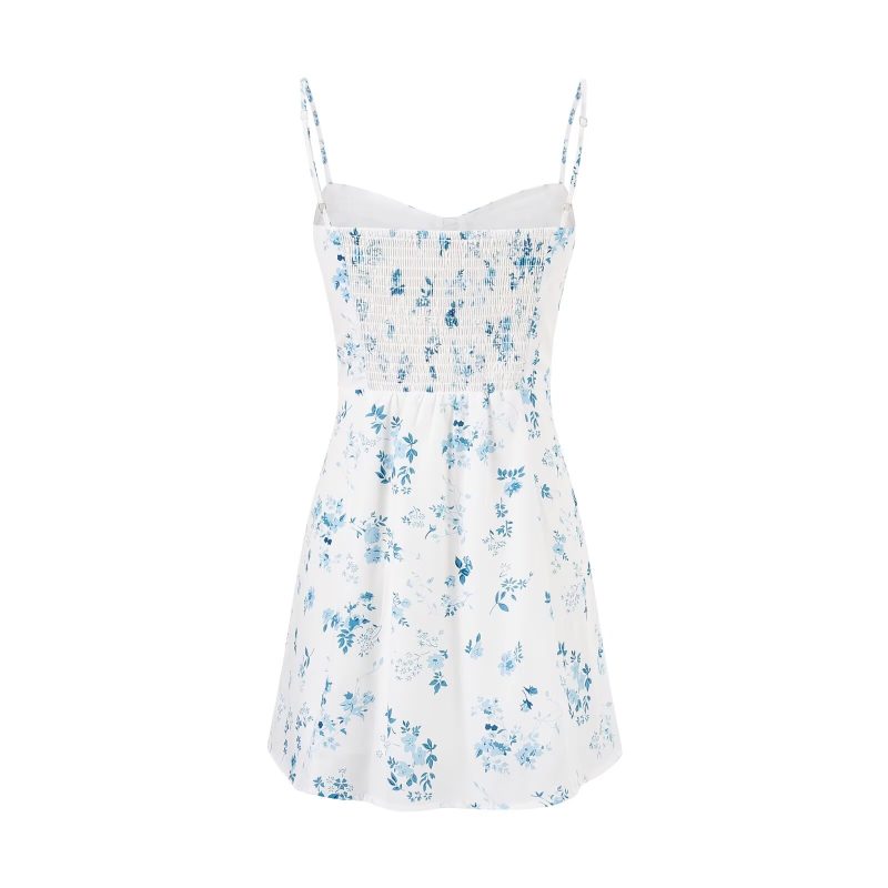 Waist-Tight Floral Dress for Summer Getaways - Image 2