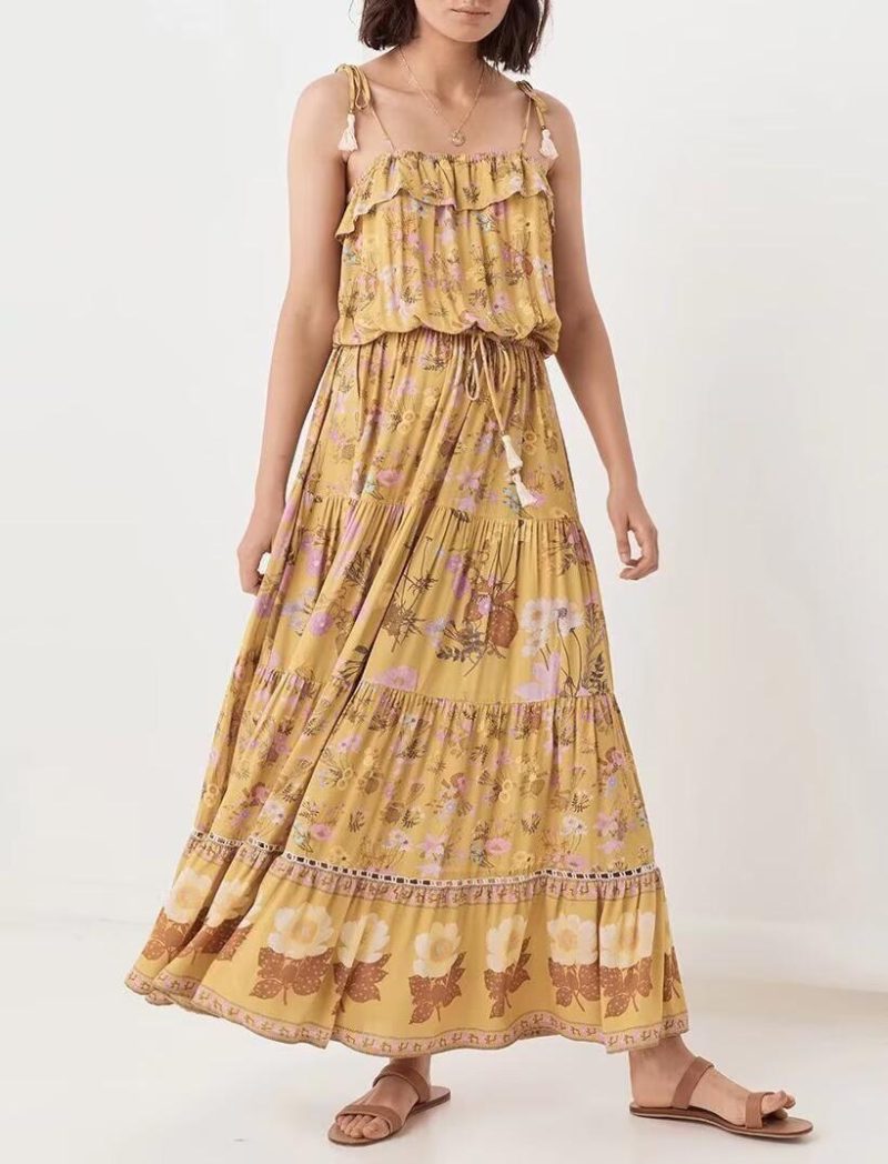 Women’s Summer Printed Tassel Cami Dress
