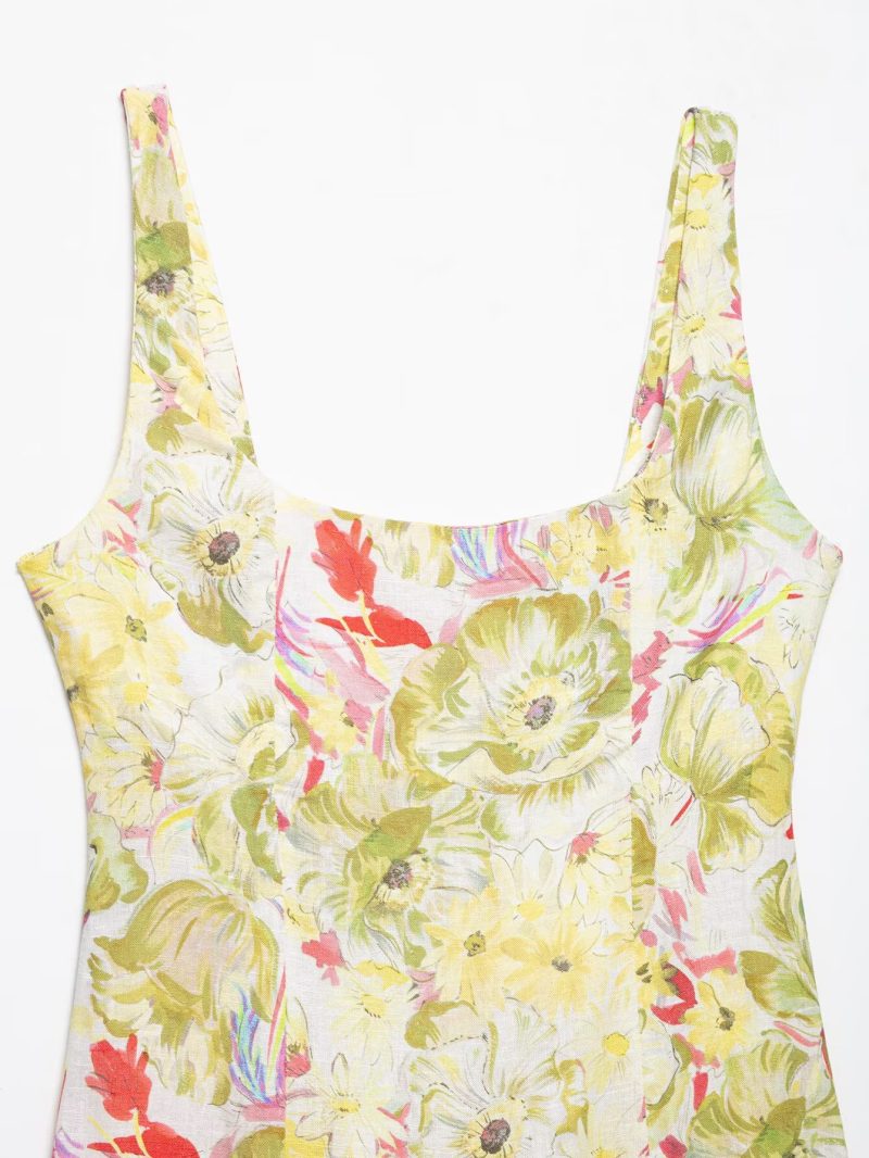 Women’s Summer Linen Blend Printed Slip Dress - Image 3