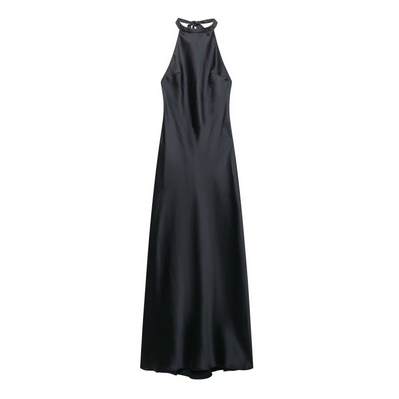Summer Halter Silk Satin Texture Dress - Image 2