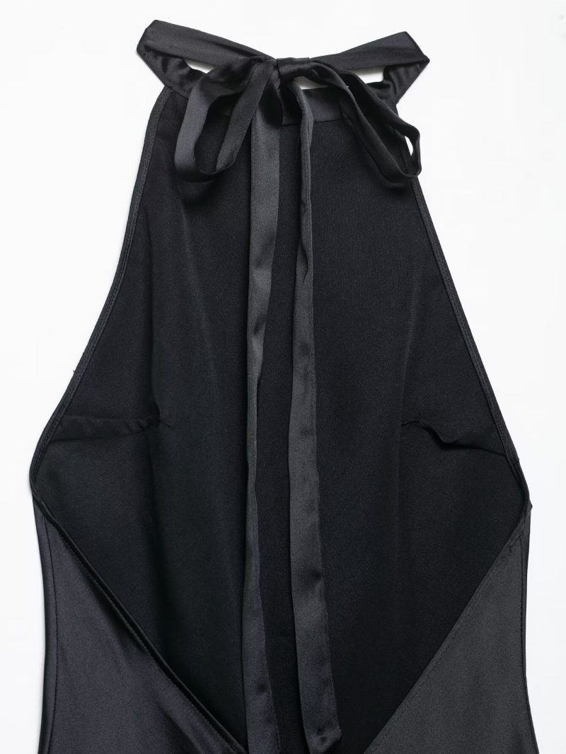 Summer Halter Silk Satin Texture Dress - Image 3