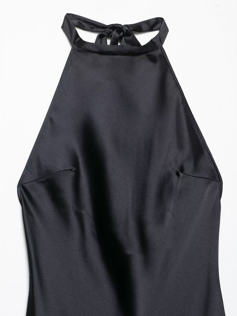 Summer Halter Silk Satin Texture Dress - Image 4