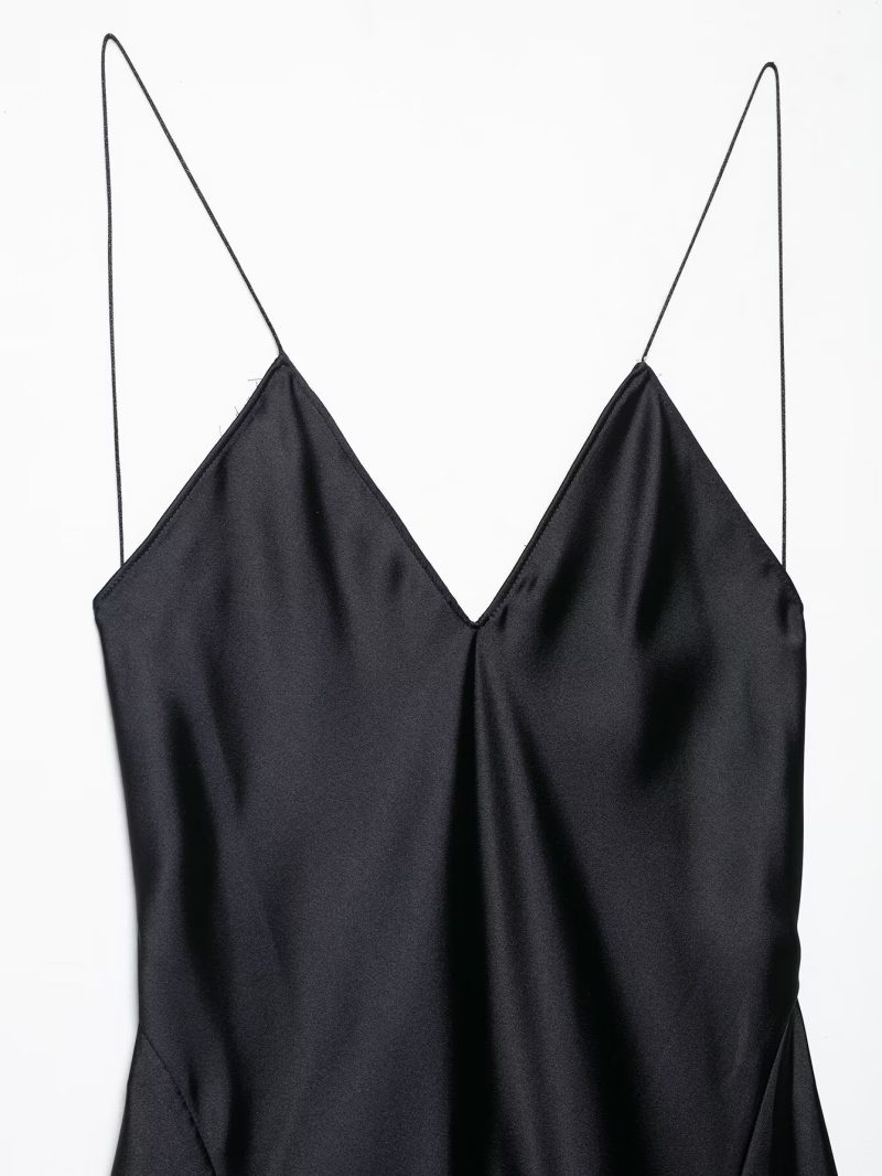 Summer Silk Satin Textured Spaghetti Strap Dress - Image 3
