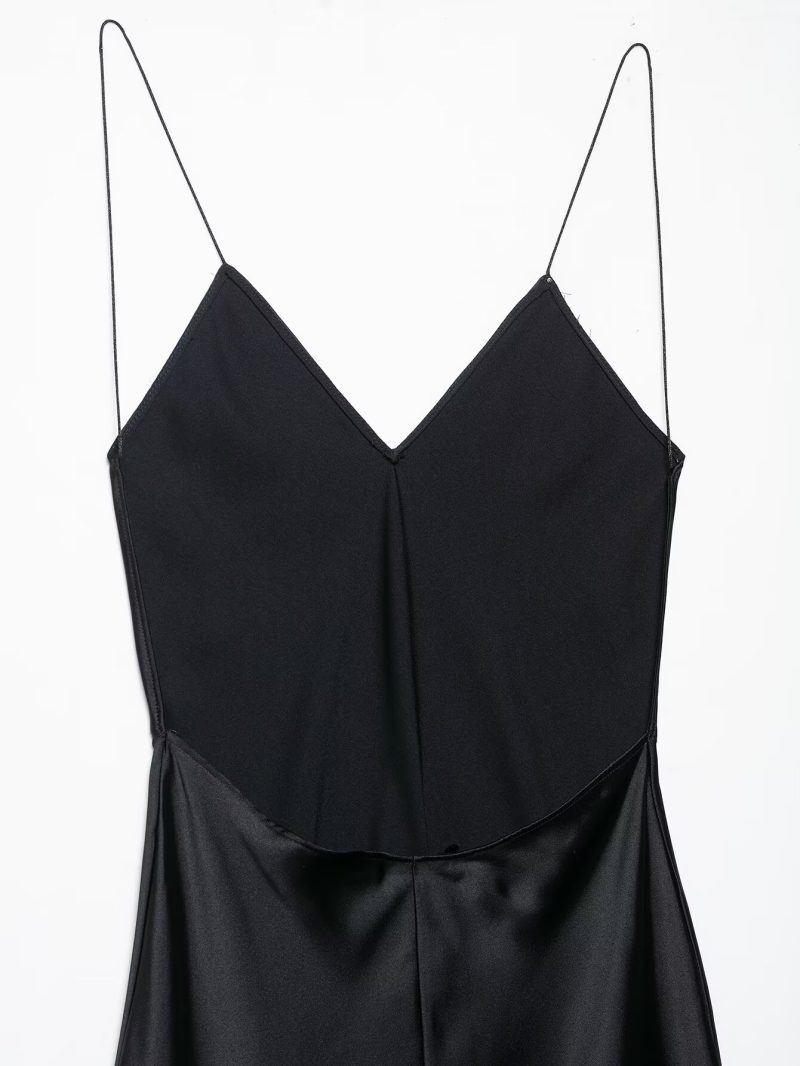 Summer Silk Satin Textured Spaghetti Strap Dress - Image 4