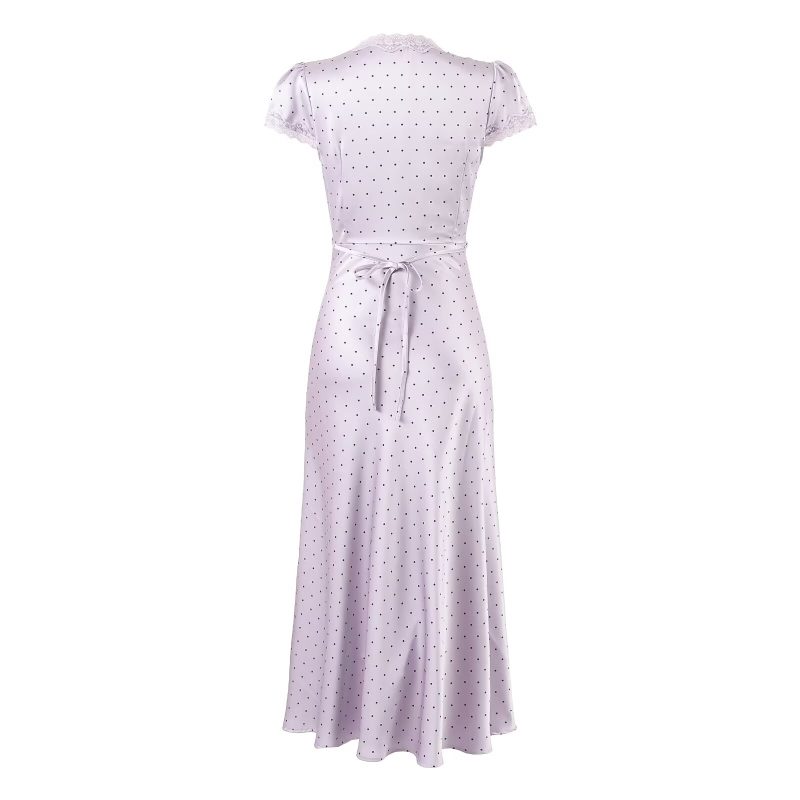 Women’s Retro Polka Dot Lace Midi Dress - Image 2
