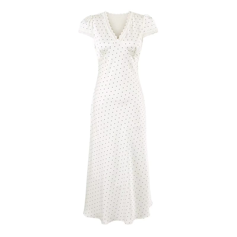Women’s Retro Polka Dot Lace Midi Dress - Image 3