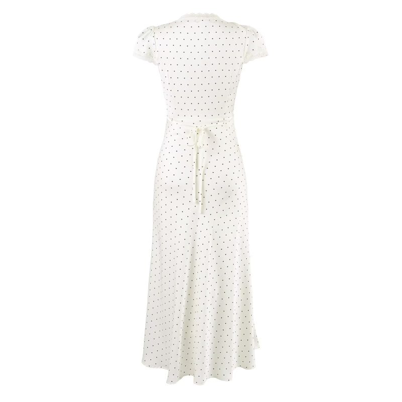 Women’s Retro Polka Dot Lace Midi Dress - Image 4