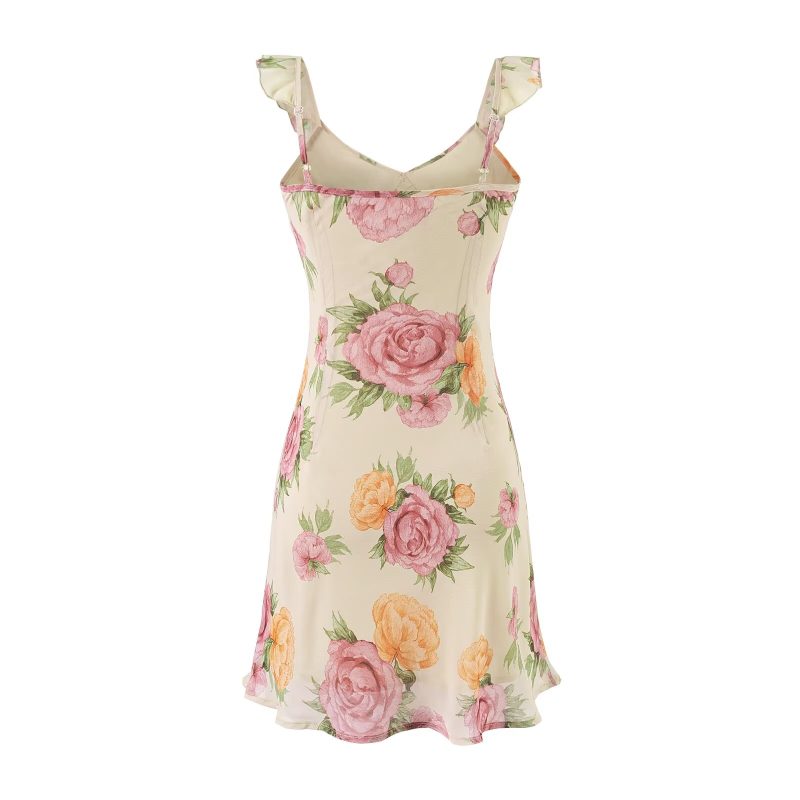 Ruffled Spaghetti Strap Dress with Floral Print - Image 2