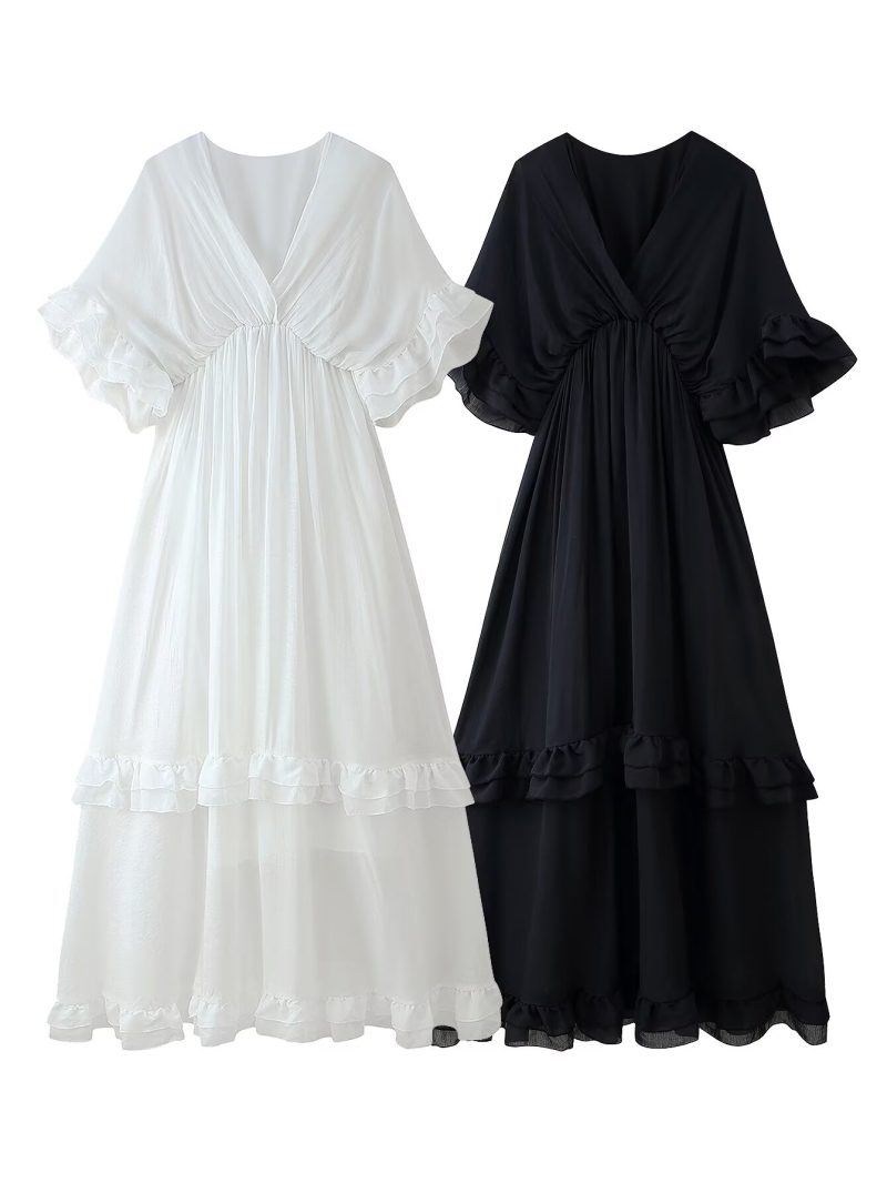 Women’s Summer V-Neck Flounce Vacation Dress - Image 2