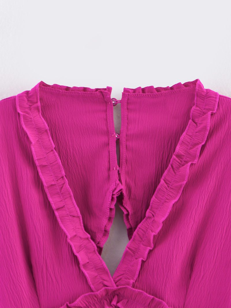 Women’s Summer V-Neck Backless Ruffle Dress - Image 3