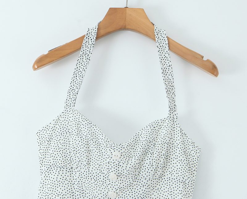 Sleeveless Backless Polka Dot Halter Slim Jumpsuit - Image 4