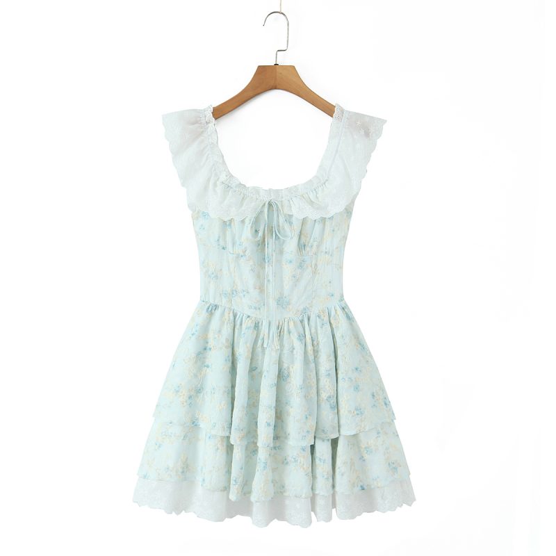 Sleeveless Embroidered Dress with Doll Silhouette