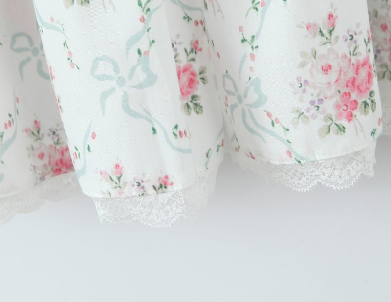 Elegant Mid-Length Cream Rose Printed Summer Dress Women - Image 4