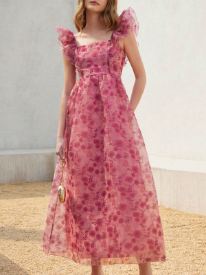 Women’s Summer French Fly Sleeve Waist Dress