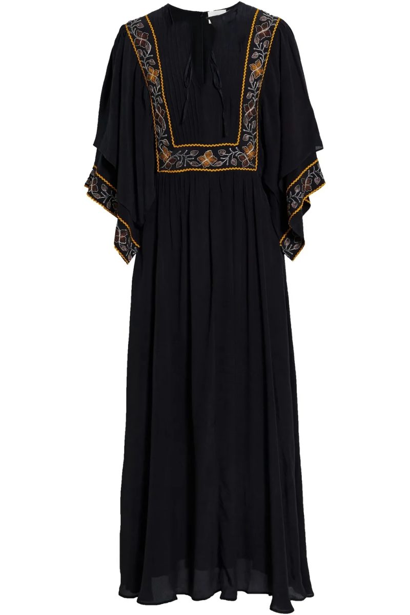 Black Vintage Embroidered Dress for Spring Vacation - Image 4