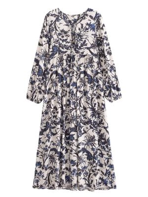 Women’s Bohemian Print Long Sleeve Midi Dress