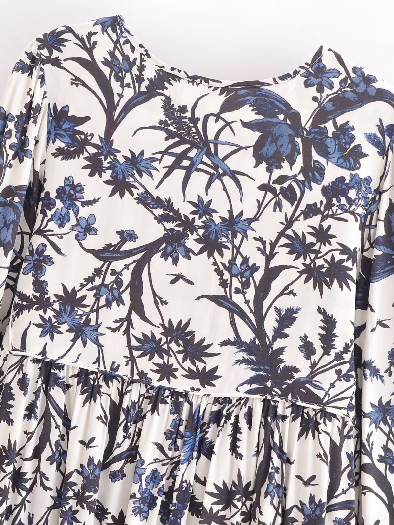 Women’s Bohemian Print Long Sleeve Midi Dress - Image 4