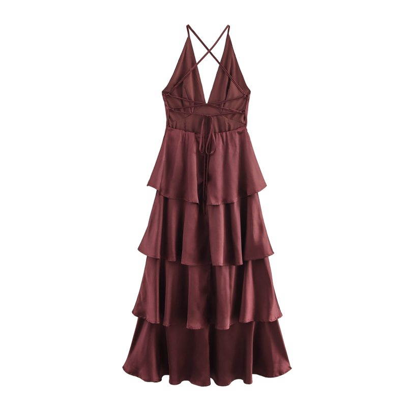 Romantic Light Summer Dress Deep V Plunge Women - Image 2