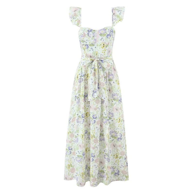 Women’s French Slim Fit Floral Maxi Dress - Image 2