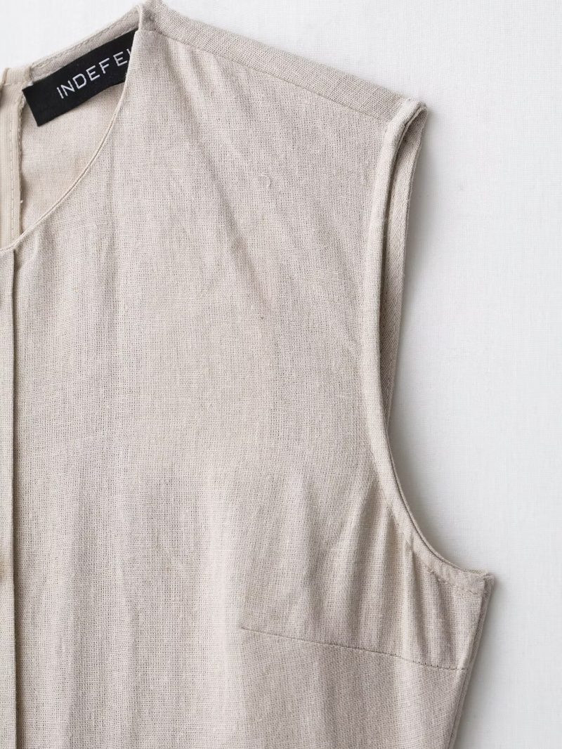 Elegant Sleeveless Round Neck Waist Trim Dress - Image 4